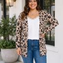 Khaki 3X Trisha Long Sleeve Tunic PLUS Cardigan