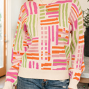  Tru Pattern Puff Sleeve Sweater