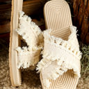  Vada Tassel Woven Crossed Straps Flat Slippers