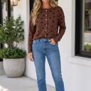Brown XL Valenteena Sleeve Casual Shirt Long Sleeve Top
