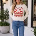 Beige Medium Valentena Reindeer Christmas Casual Sweater
