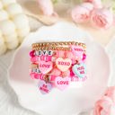  Valentine Heart Pendant Beaded Elastic Bracelet