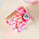  Valentine Heart Pendant Beaded Elastic Bracelet
