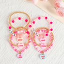 Valentine Heart Pendant Beaded Elastic Bracelet