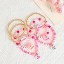  Valentine Heart Pendant Beaded Elastic Bracelet