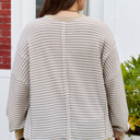  Vanessa Knit Ribbed Trim Long Sleeve PLUS Top