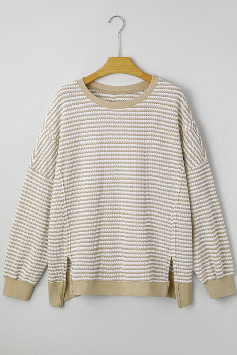 Vanessa Knit Ribbed Trim Long Sleeve PLUS Top