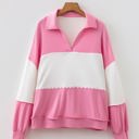  Vanessa Trim Patchwork Collar Long Sleeve Top
