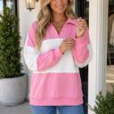 Rose Red Small Vanessa Trim Patchwork Collar Long Sleeve Top