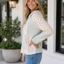  Vanesssa Floral Patchwork Hooded Long Sleeve Top