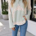  Vanesssa Floral Patchwork Hooded Long Sleeve Top