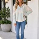  Vanesssa Floral Patchwork Hooded Long Sleeve Top