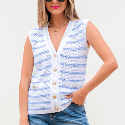 Veda V Neck Gold Buttons Elegant Sweater Vest