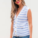  Veda V Neck Gold Buttons Elegant Sweater Vest