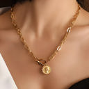  Vintage Coin Pendant Chain Necklace