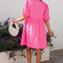 Violet Puff Sleeve Mini Dress