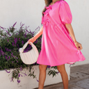  Violet Puff Sleeve Mini Dress