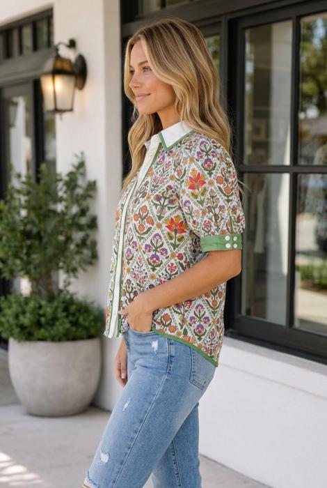 Violet Sleeve Floral Shirt
