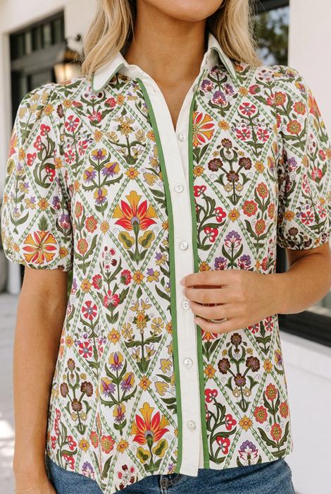 Violet Sleeve Floral Shirt