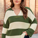  Violet Stripe Colorblock Notched PLUS Sweater