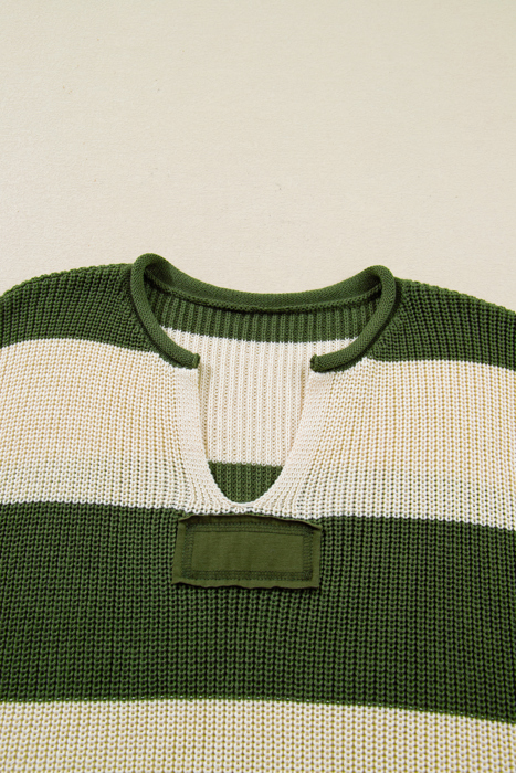 Violet Stripe Colorblock Notched PLUS Sweater