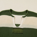  Violet Stripe Colorblock Notched PLUS Sweater