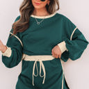  Violeta Loose Pullover and Lace-up Waist Skort Set