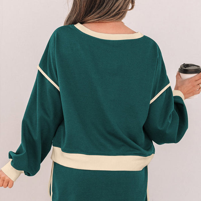 Violeta Loose Pullover and Lace-up Waist Skort Set