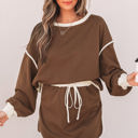  Violeta Loose Pullover and Lace-up Waist Skort Set