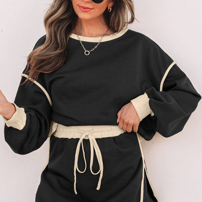 Violeta Loose Pullover and Lace-up Waist Skort Set