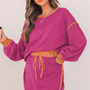  Violeta Loose Pullover and Lace-up Waist Skort Set