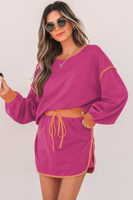 Violeta Loose Pullover and Lace-up Waist Skort Set