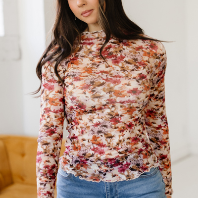 Virginia Floral Print Mesh Long Sleeve Top