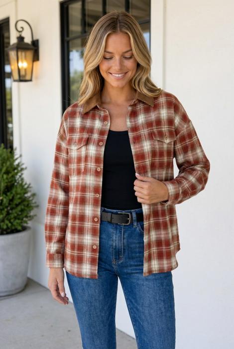 Vivianah Down Shirt Long Sleeve Top