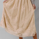 Oatmeal Small Vivienne Embroidered Mesh Overlay Long Skirt