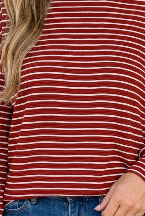 Wandah Stripe Drop Shoulder Long Sleeve Top