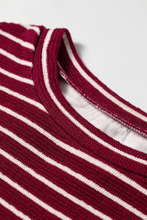 Wandah Stripe Drop Shoulder Long Sleeve Top