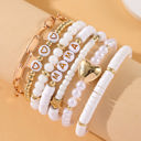 White White MAMA Heart Pearl Layer Bracelet
