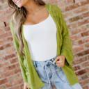  Whitley Crochet Knit Open Cardigan