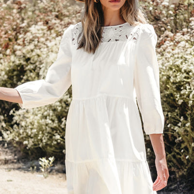Whitley Floral Lace Patchwork Tiered Mini Dress