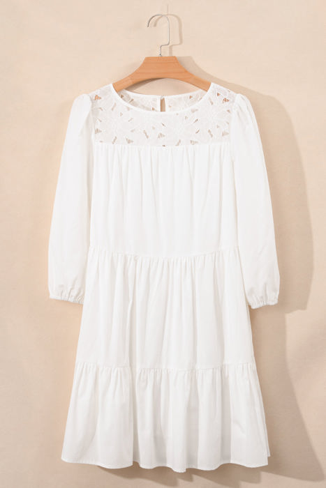 Whitley Floral Lace Patchwork Tiered Mini Dress