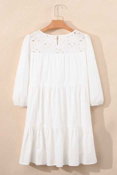 Whitley Floral Lace Patchwork Tiered Mini Dress