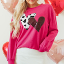 Strawberry Pink XL Whitley Heart Patch Graphic Sweatshirt