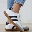  Willa Striped Lace-up Flat Sneakers
