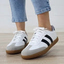  Willa Striped Lace-up Flat Sneakers