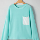  Willa Texture Contrast Patched Long Sleeve Top