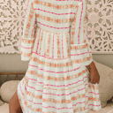  Winnie Bracelet Sleeve Slit Neck Ruffled Loose Dress