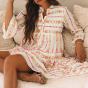  Winnie Bracelet Sleeve Slit Neck Ruffled Loose Dress