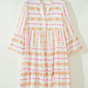 Winnie Bracelet Sleeve Slit Neck Ruffled Loose Dress