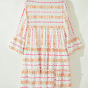  Winnie Bracelet Sleeve Slit Neck Ruffled Loose Dress